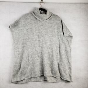 Universal Thread Women's One Size Cap Sleeve Mock‎ Neck Poncho Gray Knit Cozy